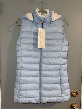 NWT SAVE THE DUCK Margareth Sherpa Lined Hooded Long Vest Size XS